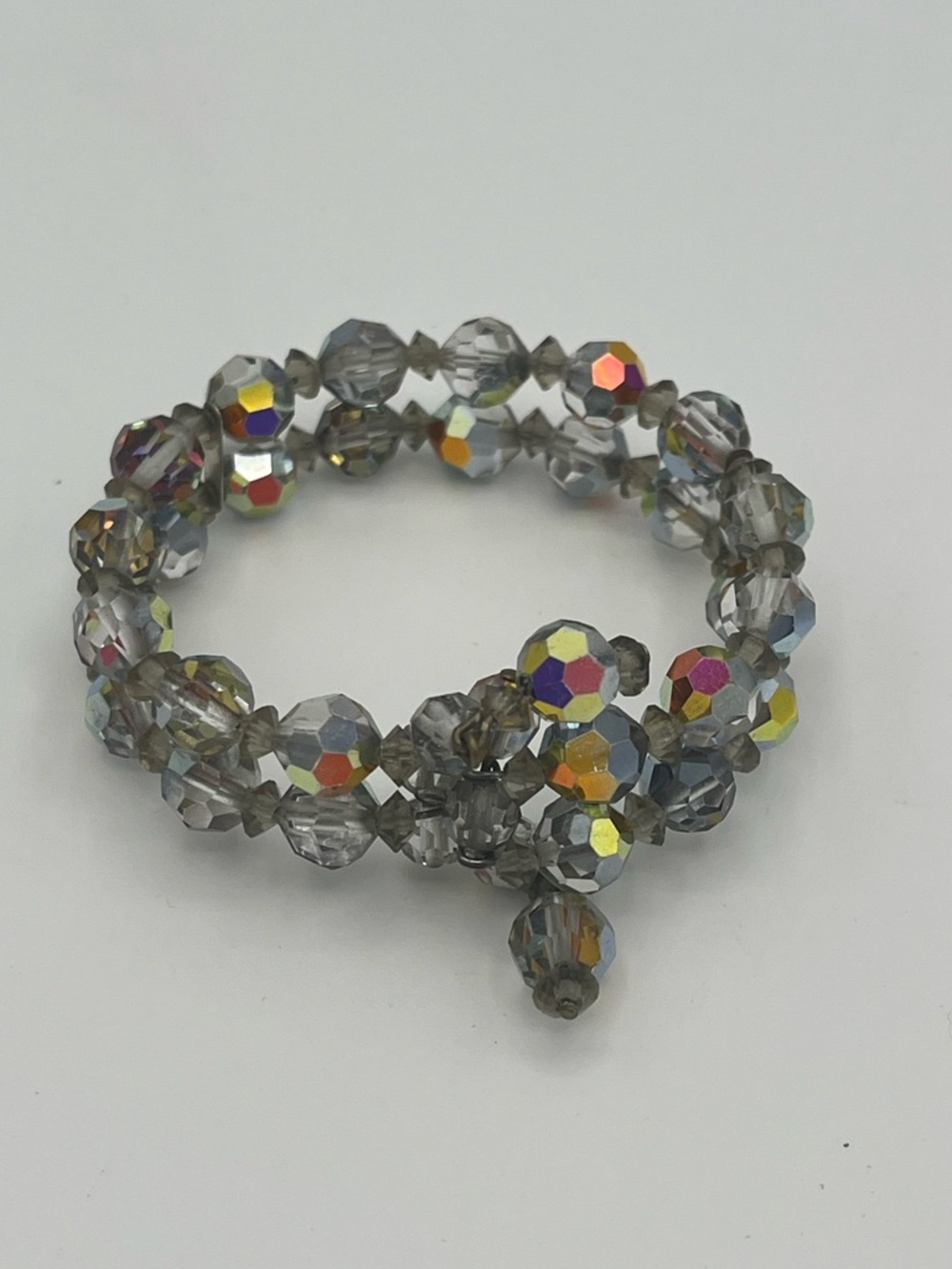 Mint 1950s Smokey Grey Aurora Borealis Crystal Full Parure Set - Picture 6 of 9